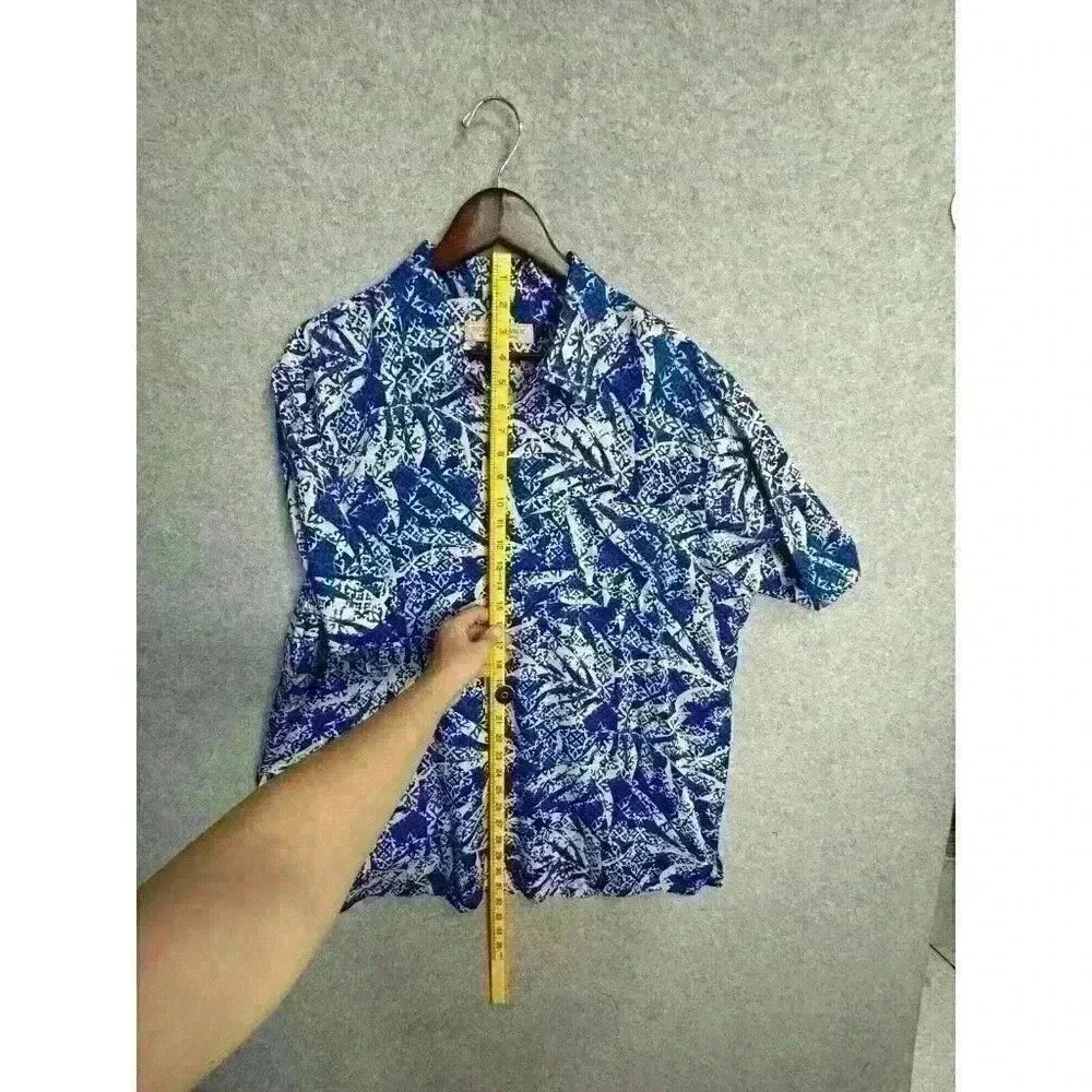 NWT 100% Silk Island Republic Men’s XXL Hawaiian Shirt Button Up Blue Floral - Picture 9 of 11